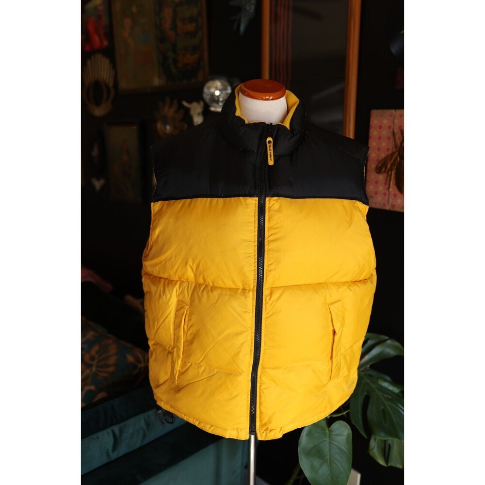 Vintage Y2K Old Navy Vest Yellow Performance Fleece Reversible Down Puff XL
